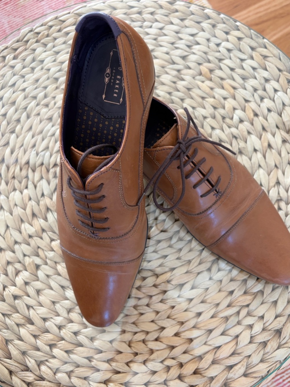 Ted Baker, Men's Cognac Leather Cap-Toe Oxford